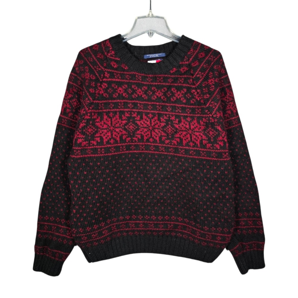 VTG Tommy Hilfiger Sweater Men XL Birdseye Wool Blend Nordic Snowflake Fair Isle